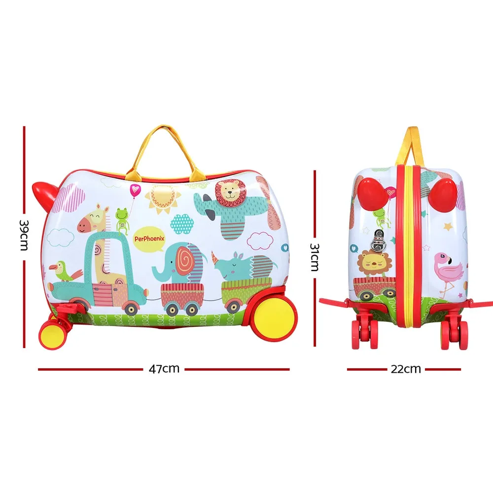 17inch Kids Ride On Luggage Children Suitcase Trolley Travel - Zoo