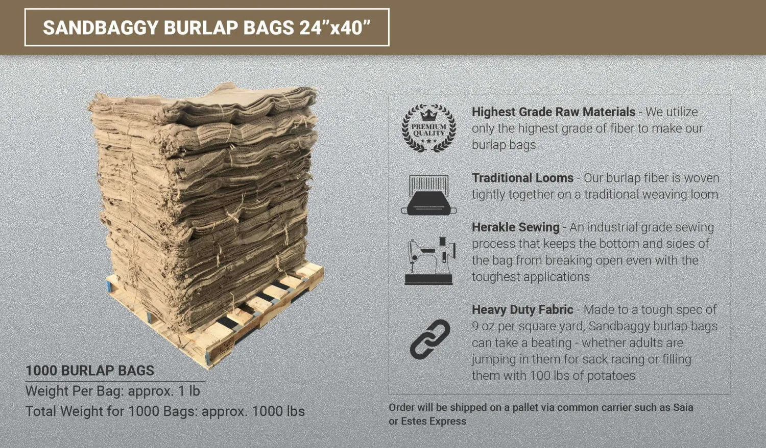 24" x 40" Burlap Sack (150 Lb Capacity) - Food Grade