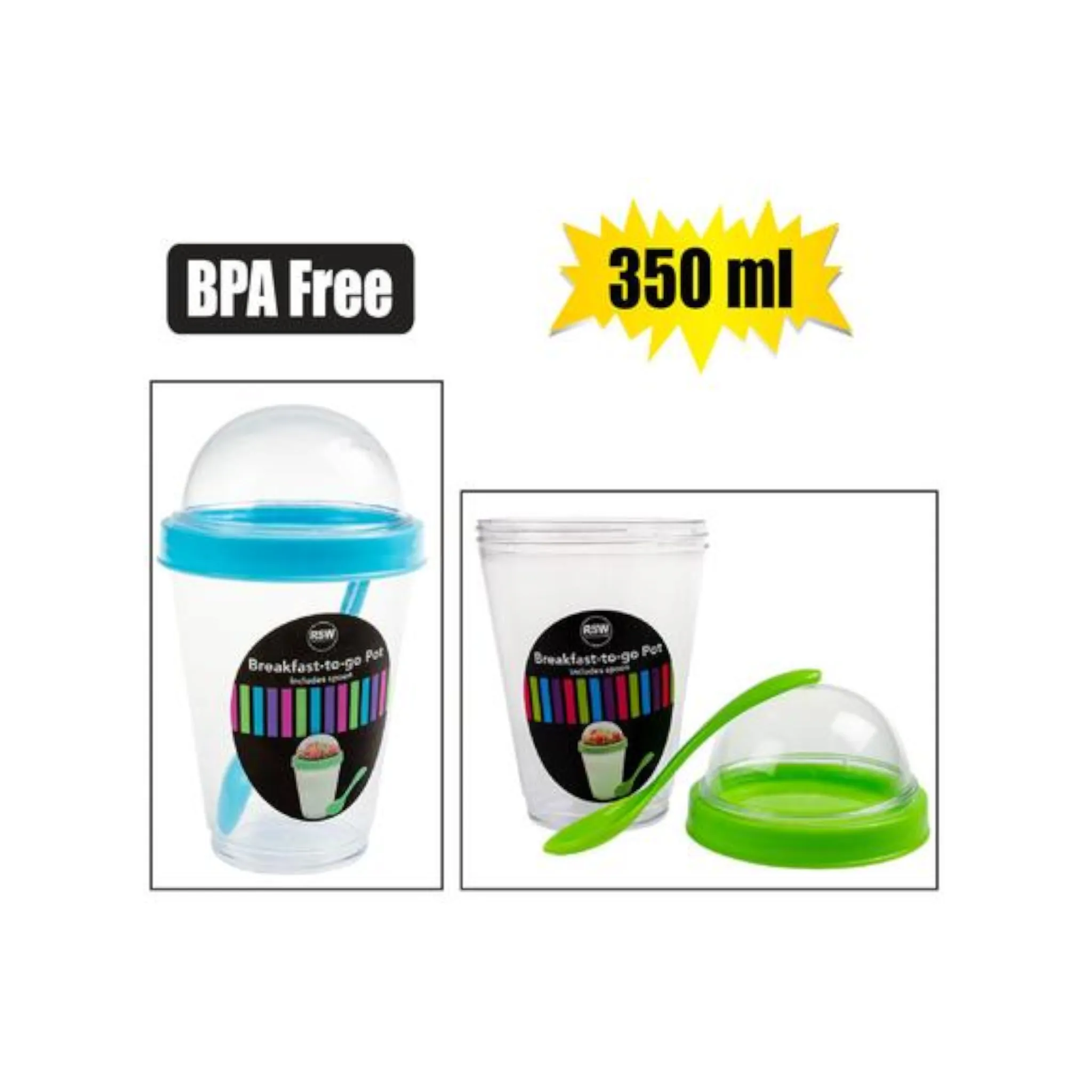 350ml Acrylic Smoothie Breakfast-to-Go Pot with Spoon