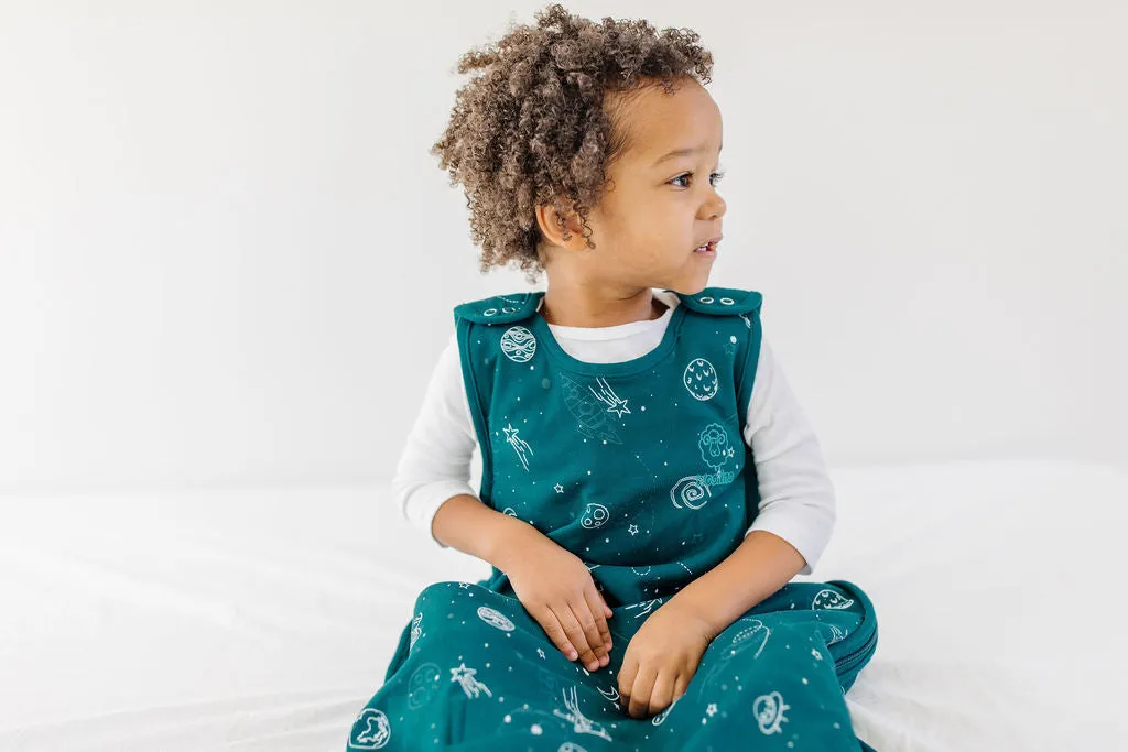 4 Season® Big Kid Sleep Bag, Merino Wool & Organic Cotton, 4 - 6 Years, Space - GLOW IN THE DARK