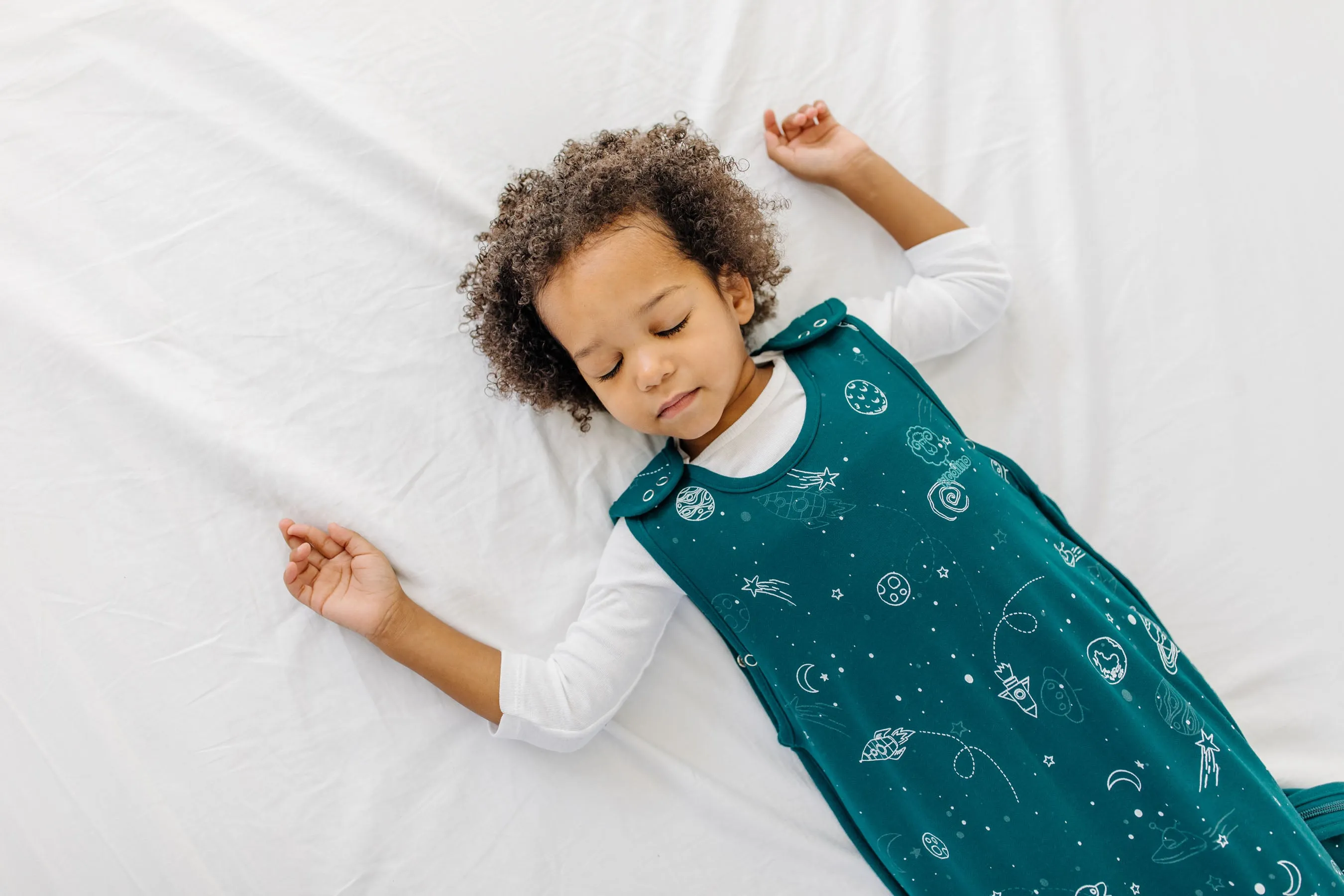 4 Season® Ultimate Baby Sleep Bag, Merino Wool & Organic Cotton, Space - GLOW IN THE DARK