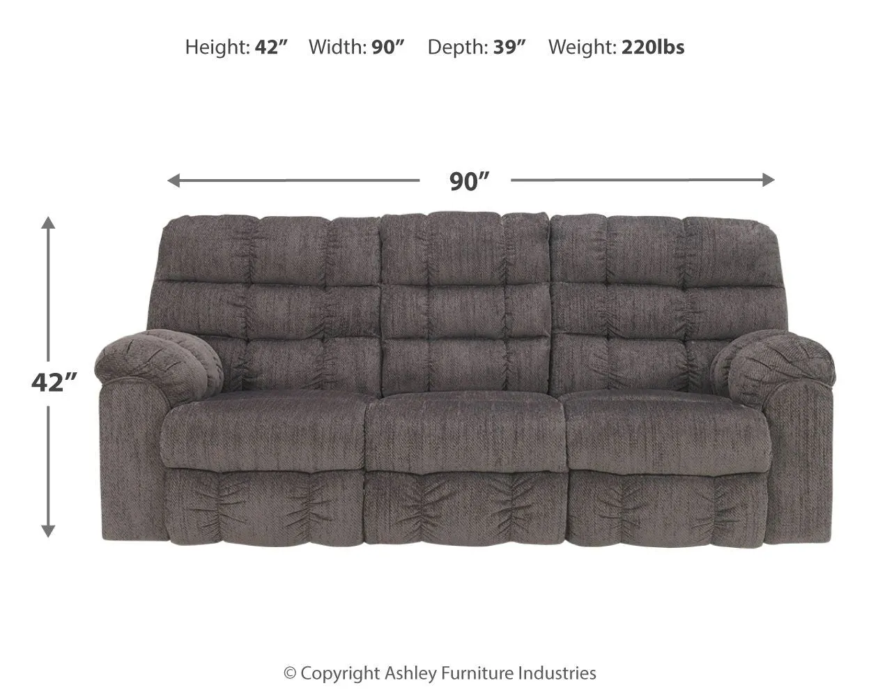 Acieona - Slate - REC Sofa w/Drop Down Table