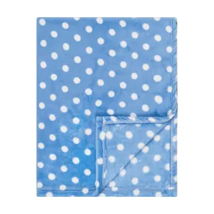 Baby Fleece Blanket - 30" by 40" - Blue/Dots