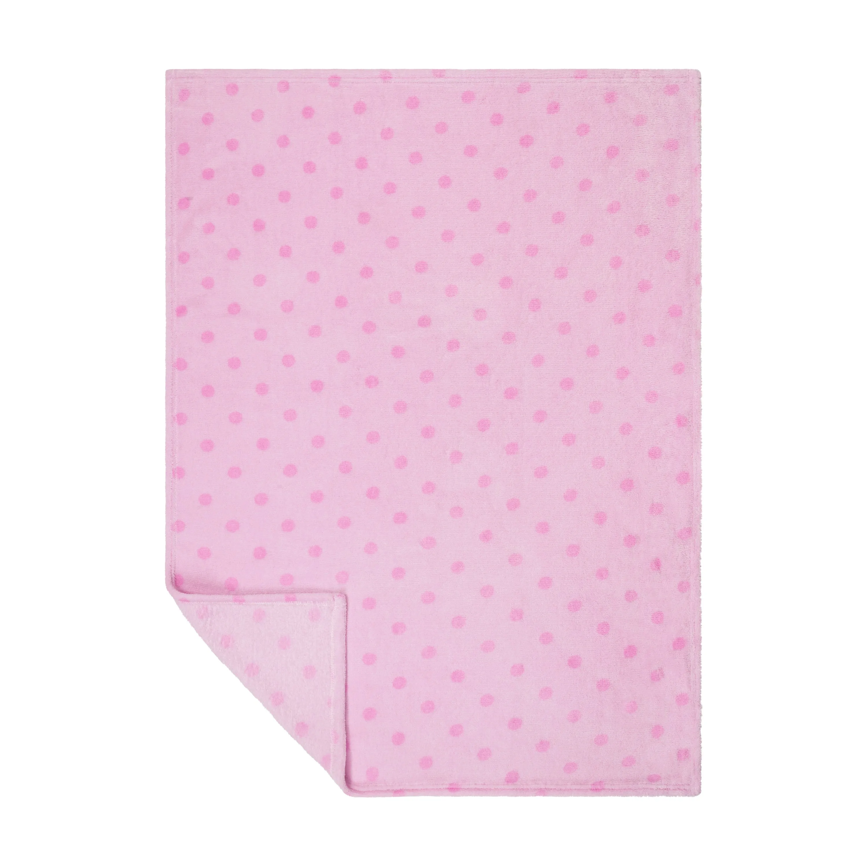 Baby Fleece Blanket - 30" by 40" - Pink/Dark Pink Dots