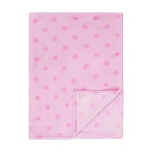 Baby Fleece Blanket - 30" by 40" - Pink/Dark Pink Dots