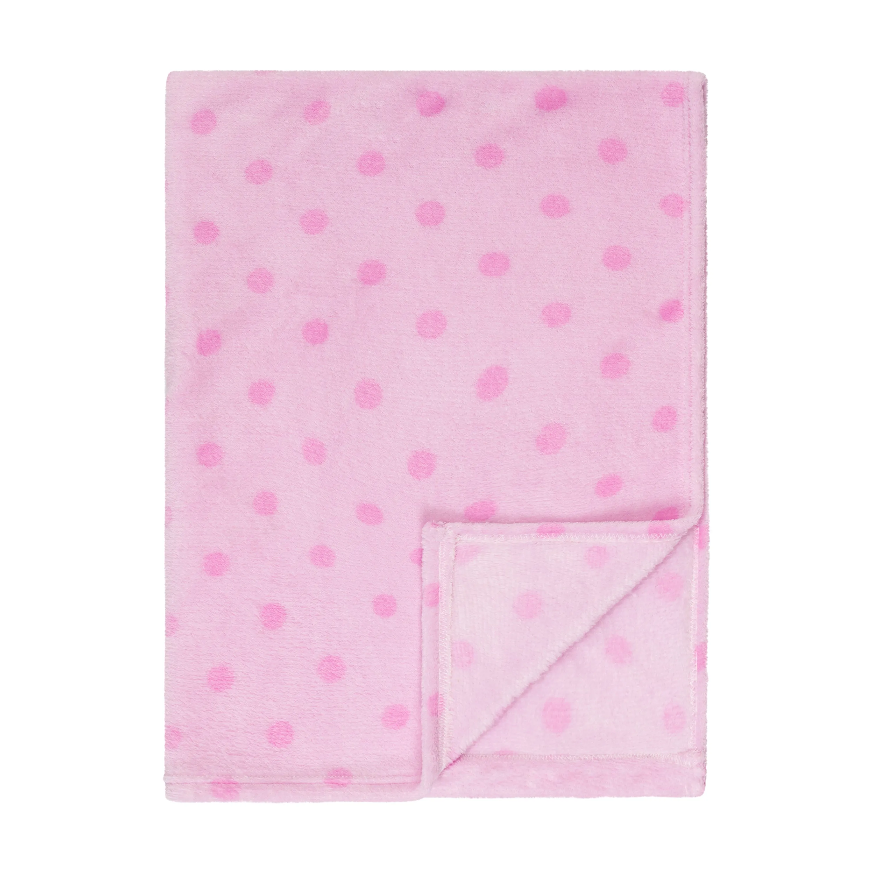 Baby Fleece Blanket - 30" by 40" - Pink/Dark Pink Dots