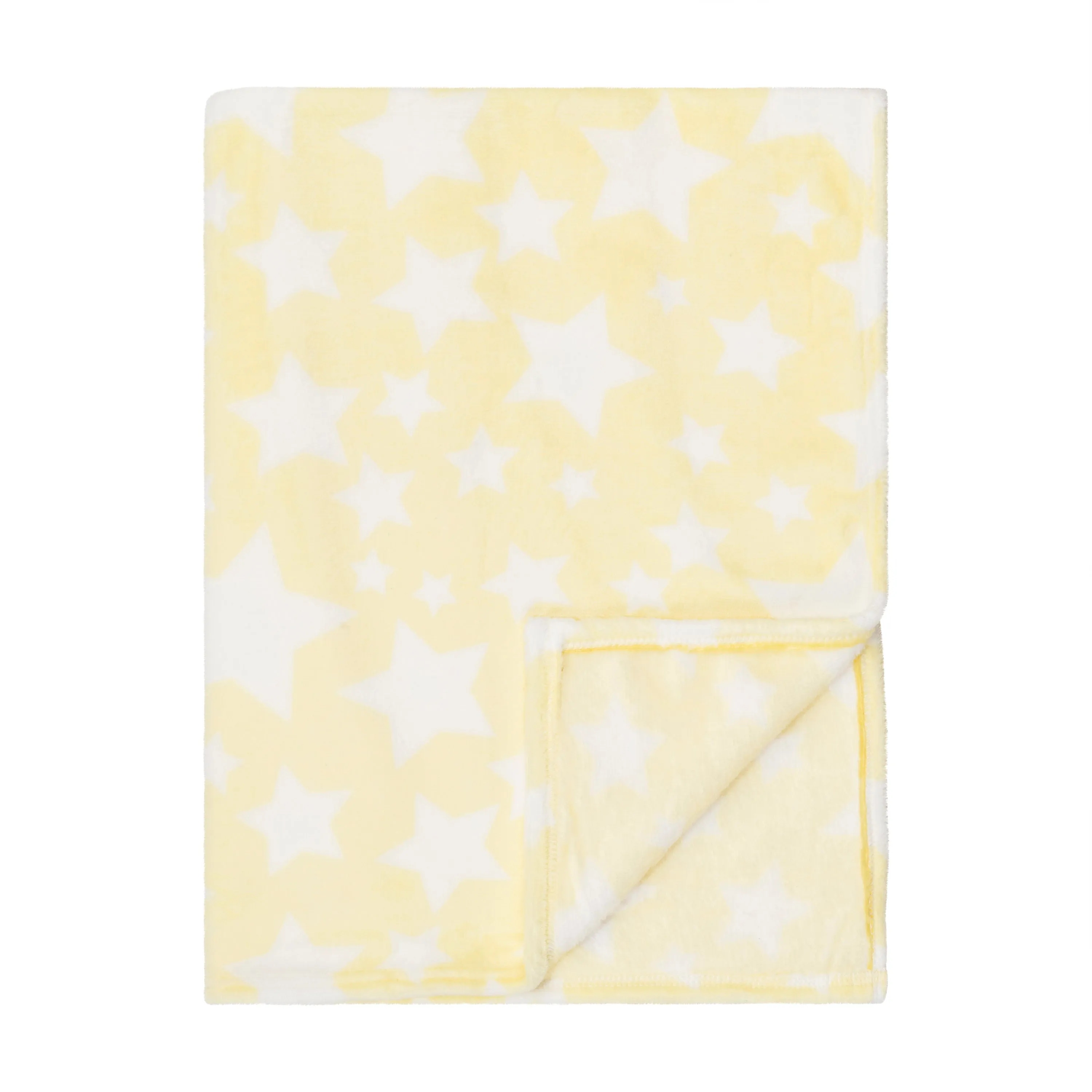 Baby Fleece Blanket - 30" by 40" - Yellow/Stars