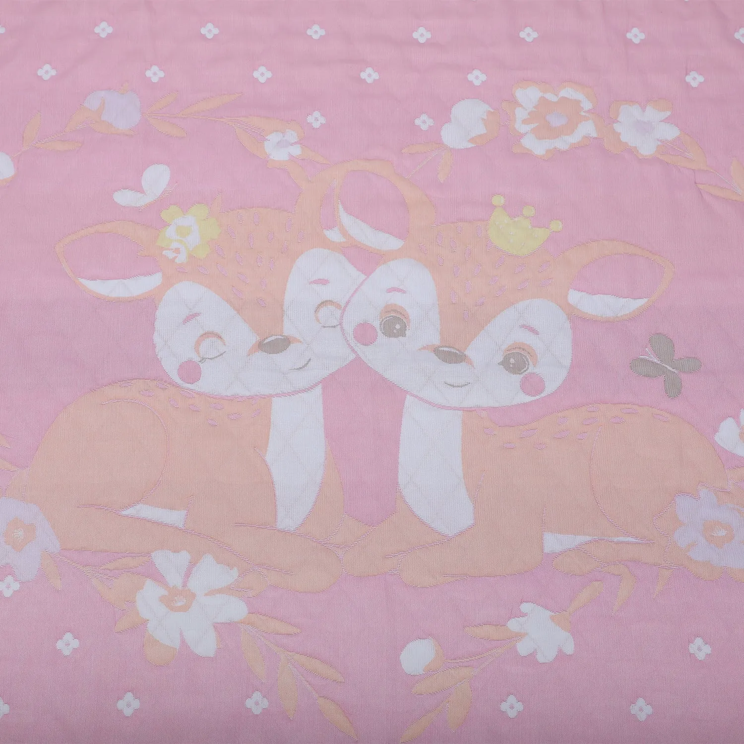 Baby Moo Deers In Love All Season Medium Muslin Blanket - Pink