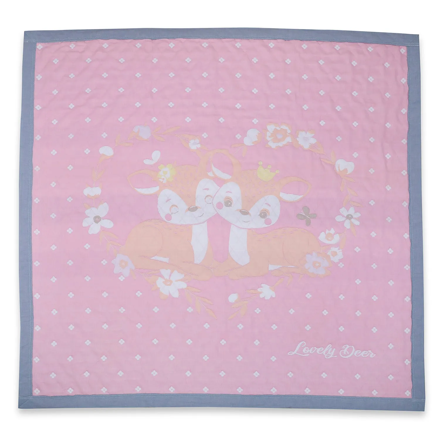 Baby Moo Deers In Love All Season Medium Muslin Blanket - Pink