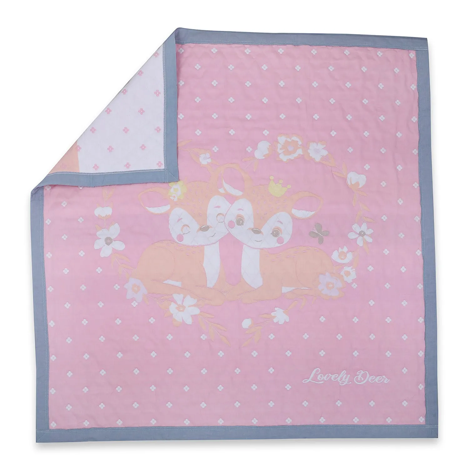 Baby Moo Deers In Love All Season Medium Muslin Blanket - Pink