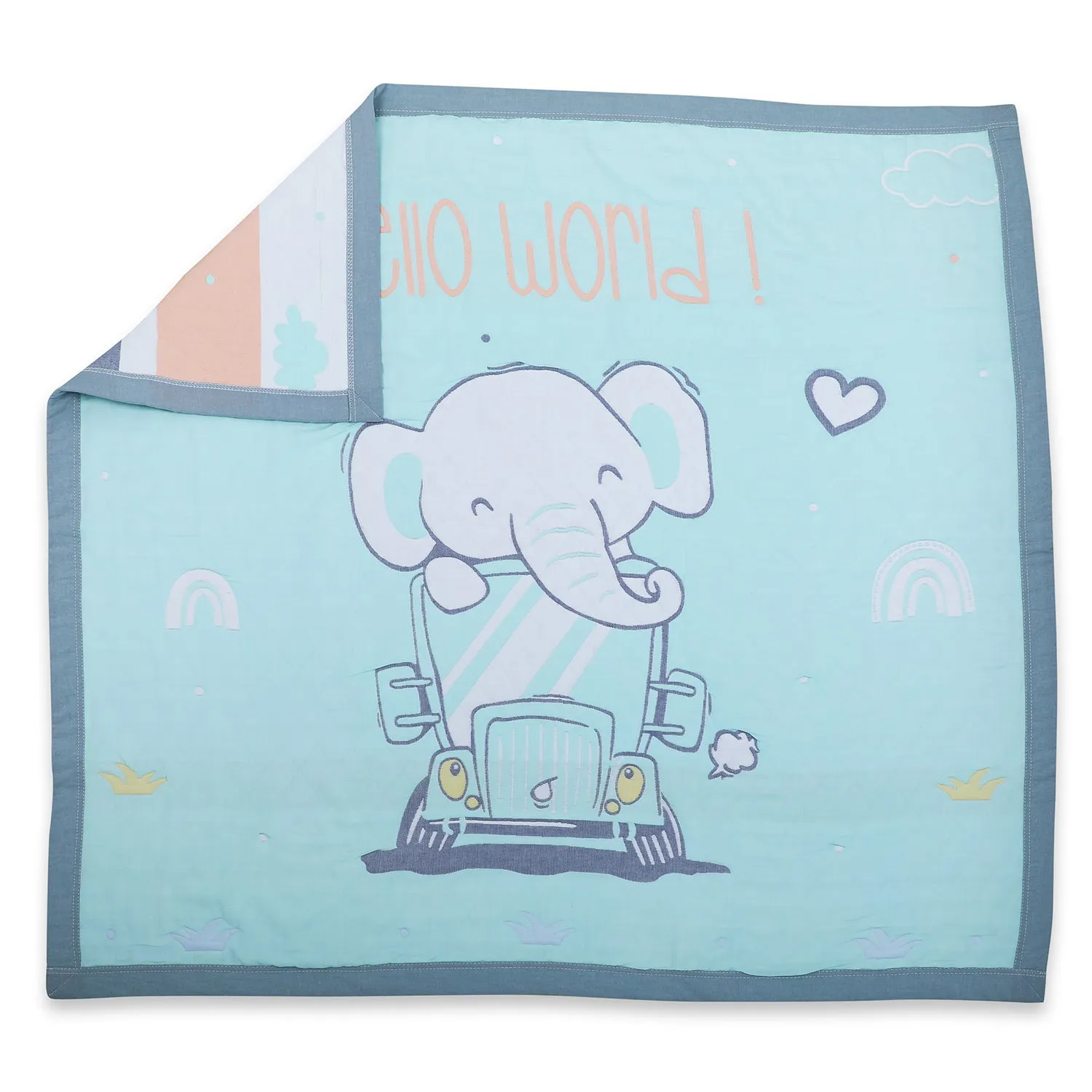 Baby Moo Elephant Adventure All Season Medium Muslin Blanket - Mint Green