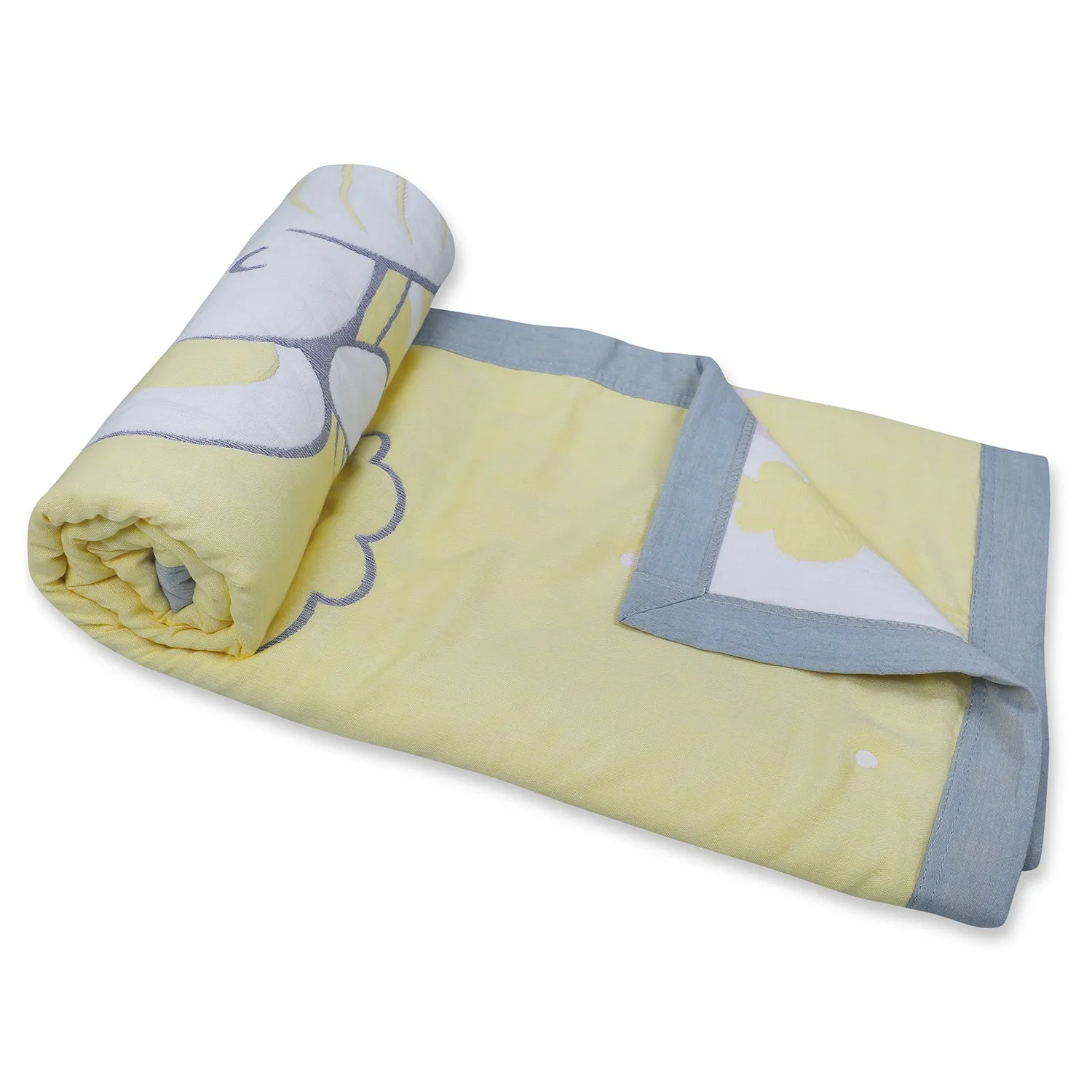 Baby Moo Elephant Adventure All Season Medium Muslin Blanket - Yellow