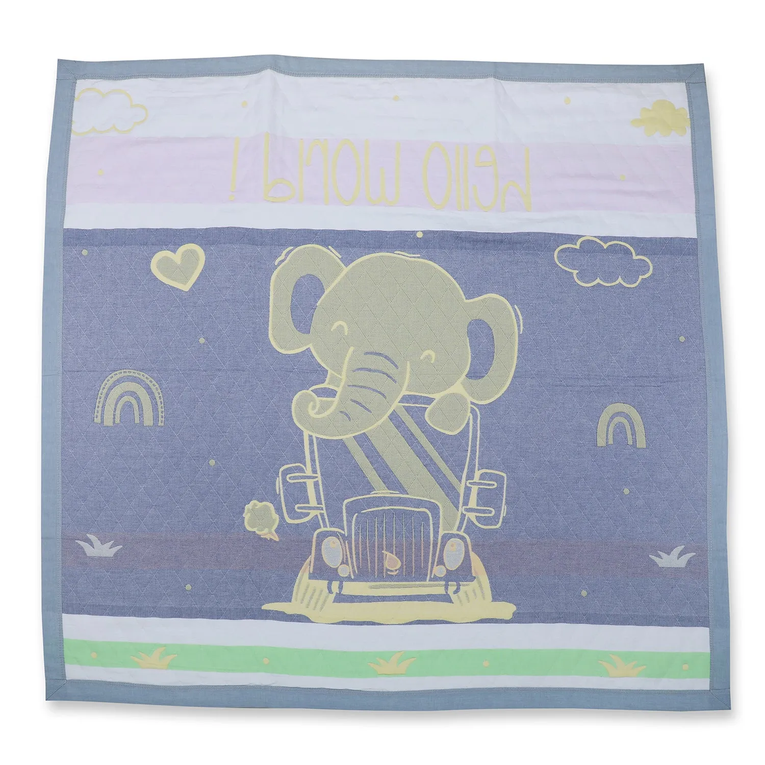 Baby Moo Elephant Adventure All Season Medium Muslin Blanket - Yellow