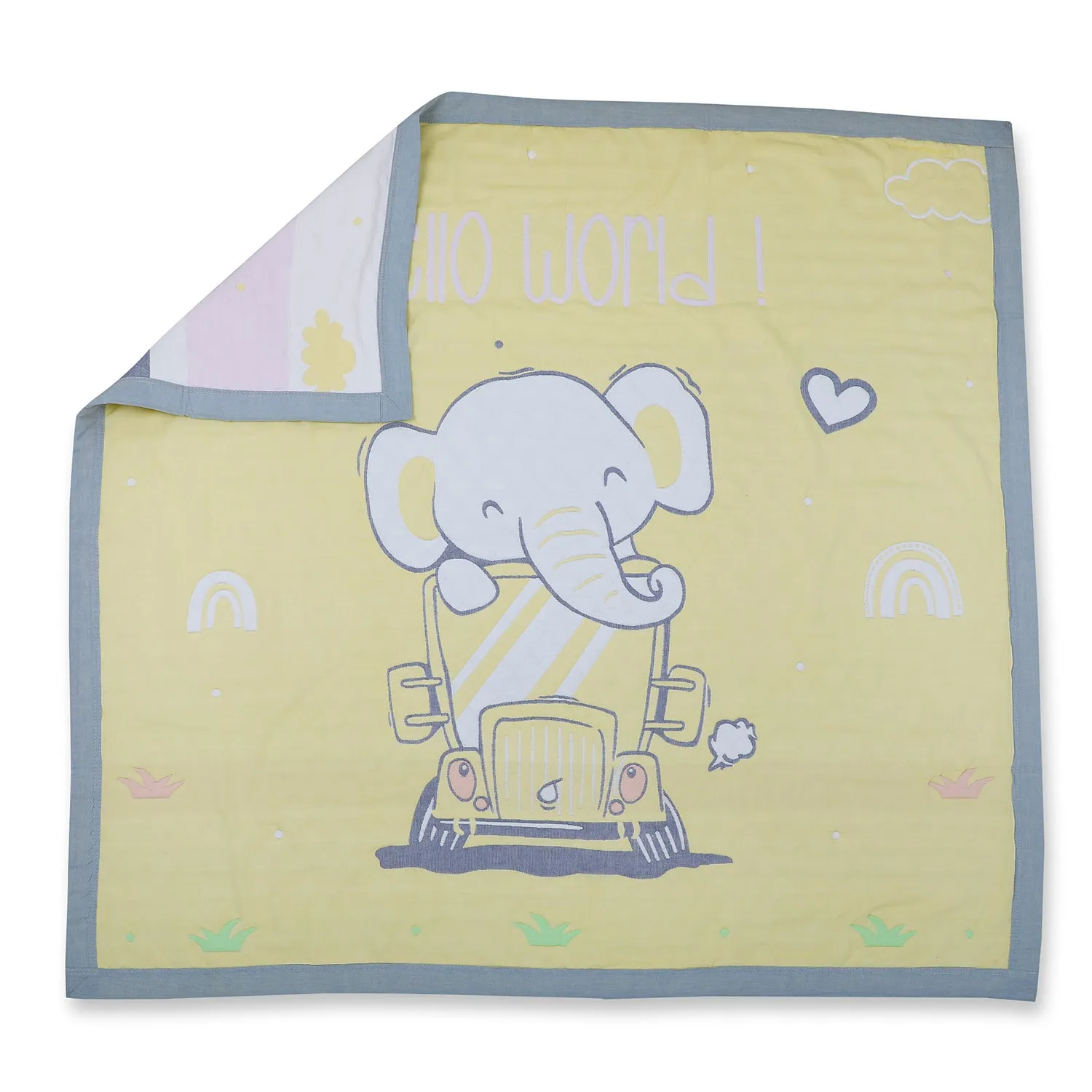 Baby Moo Elephant Adventure All Season Medium Muslin Blanket - Yellow