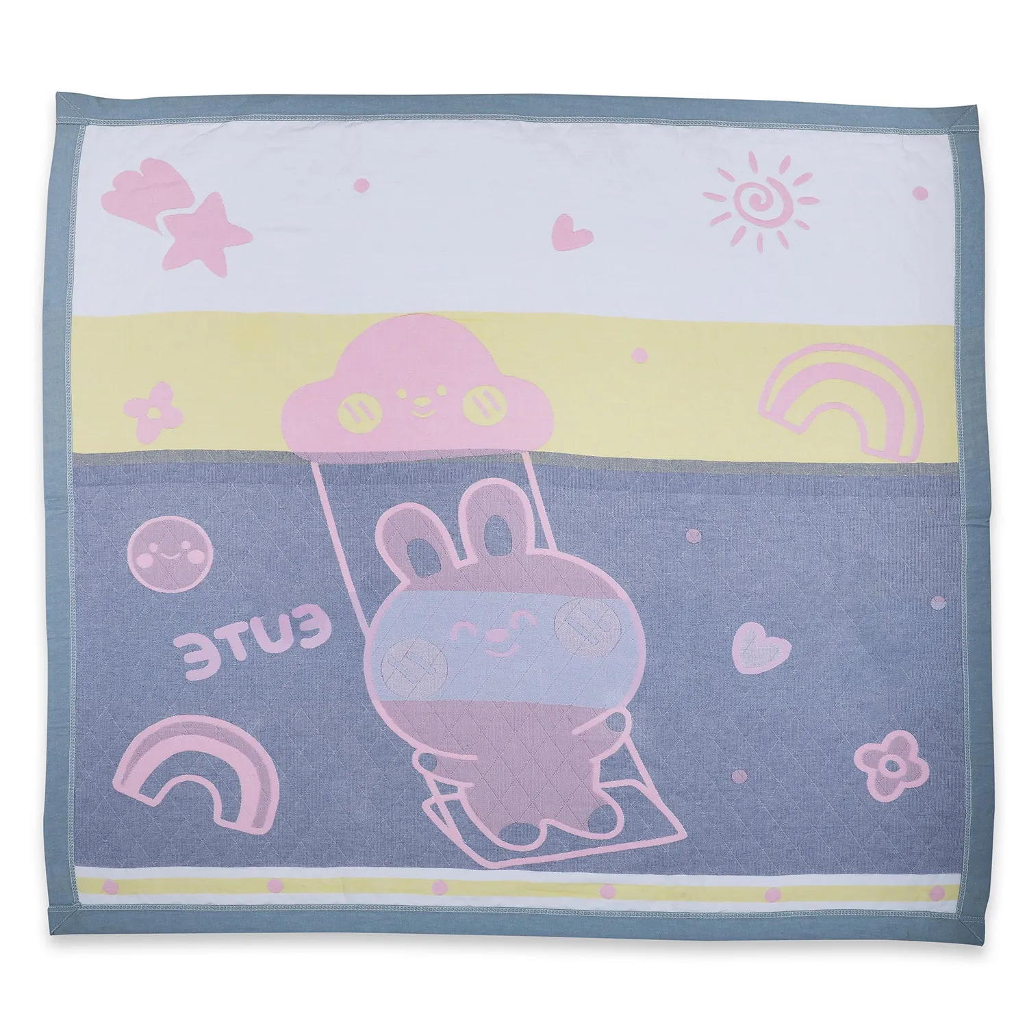 Baby Moo Swinging Bunny All Season Medium Muslin Blanket - Pink