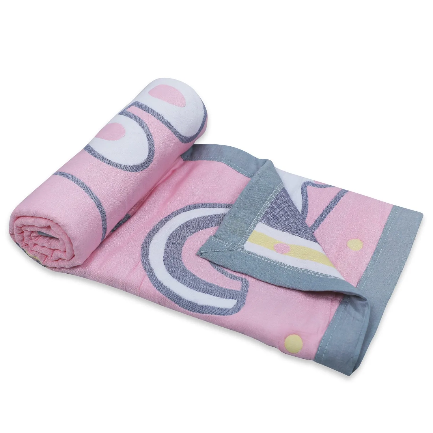 Baby Moo Swinging Bunny All Season Medium Muslin Blanket - Pink