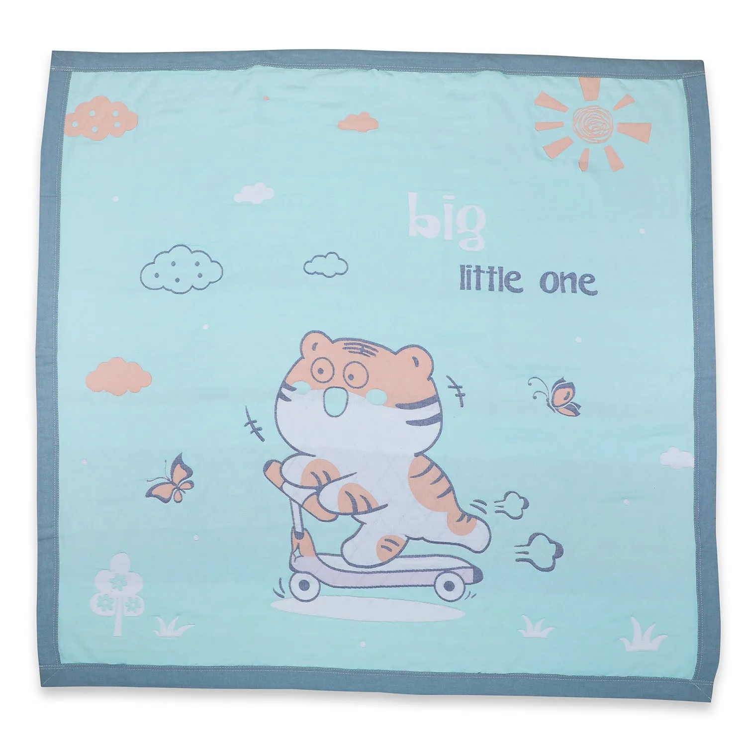 Baby Moo Wild Tiger All Season Medium Muslin Blanket - Mint Green