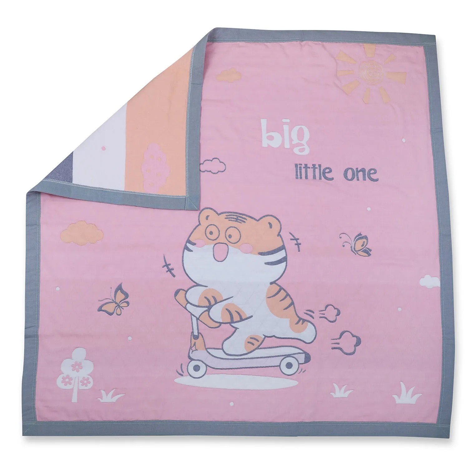 Baby Moo Wild Tiger All Season Medium Muslin Blanket - Pink