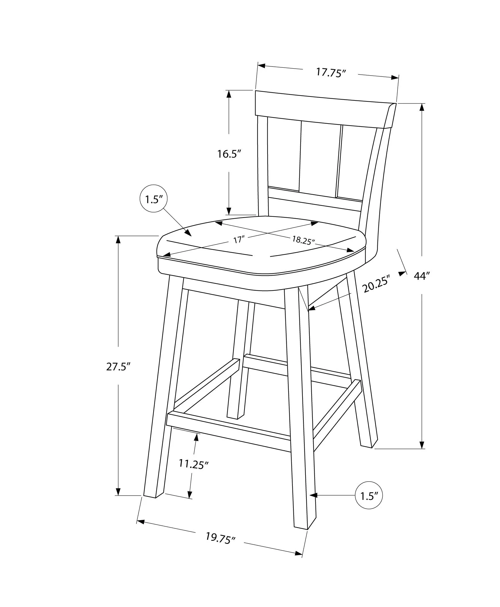 Barstool - 2Pcs / 44"H / Espresso / Swivel Bar Height