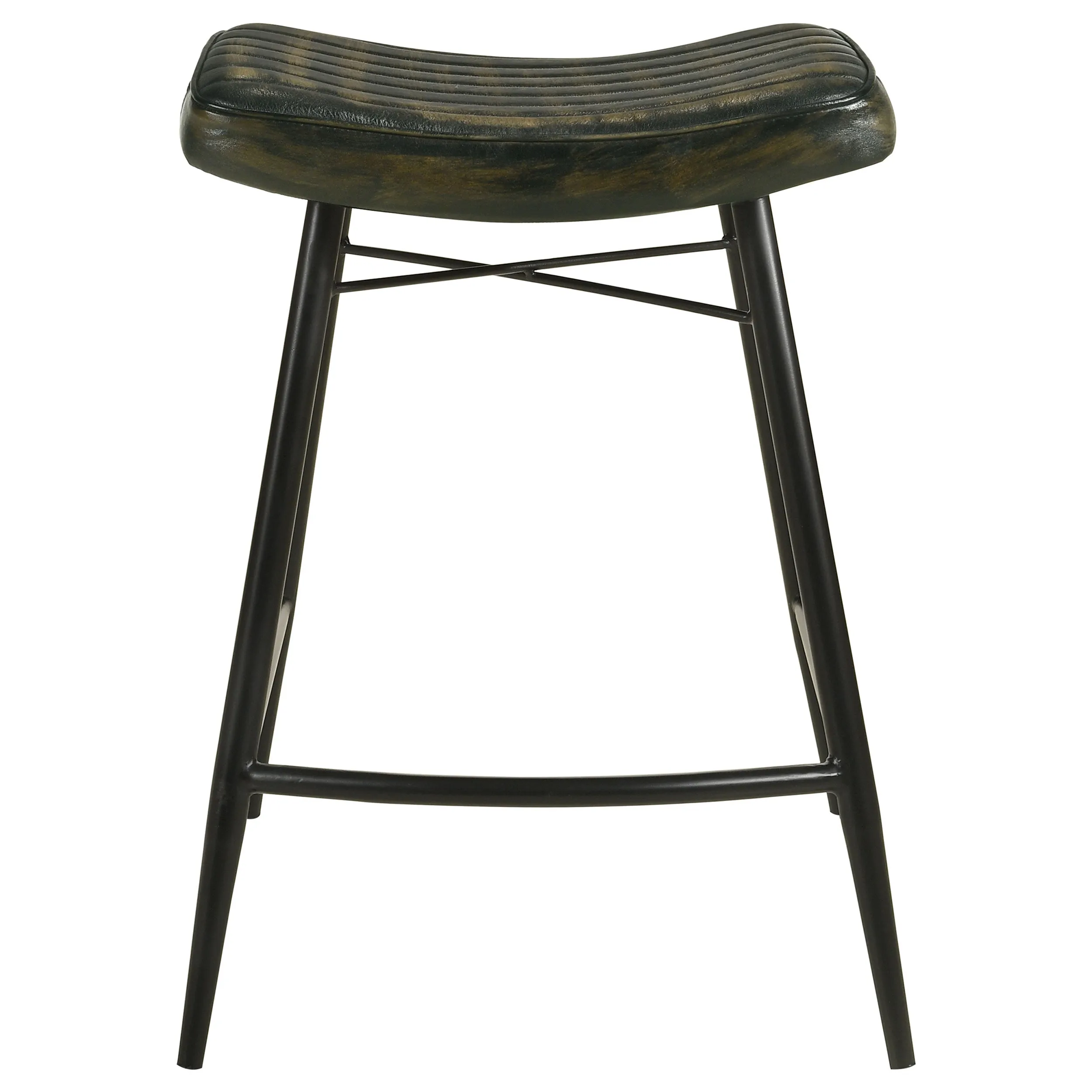 Bayu Saddle Seat Backless Counter Stools Brown Leather