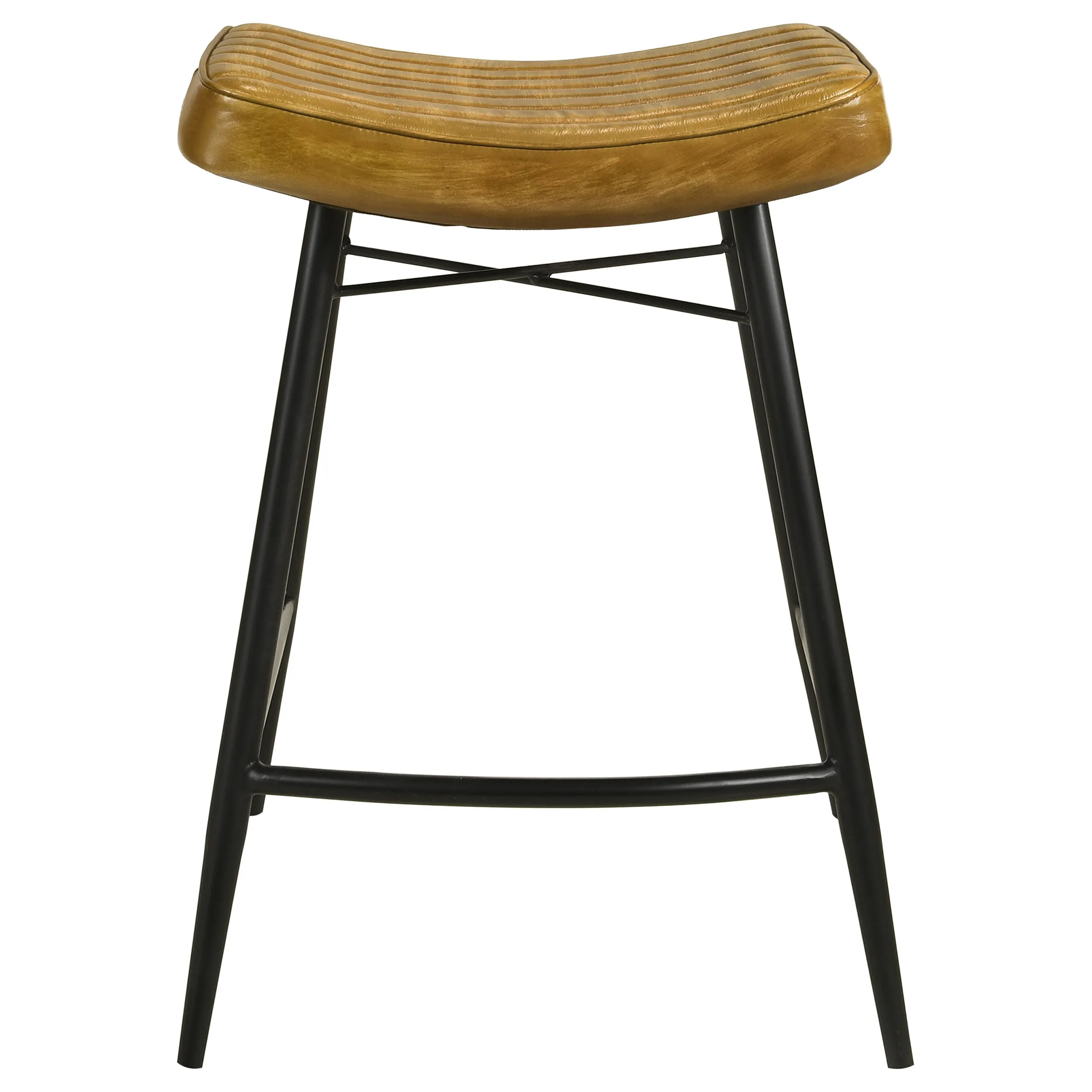 Bayu Saddle Seat Backless Counter Stools Brown Leather