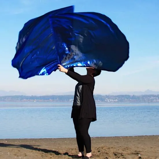 Blue Metallic Worship Flags