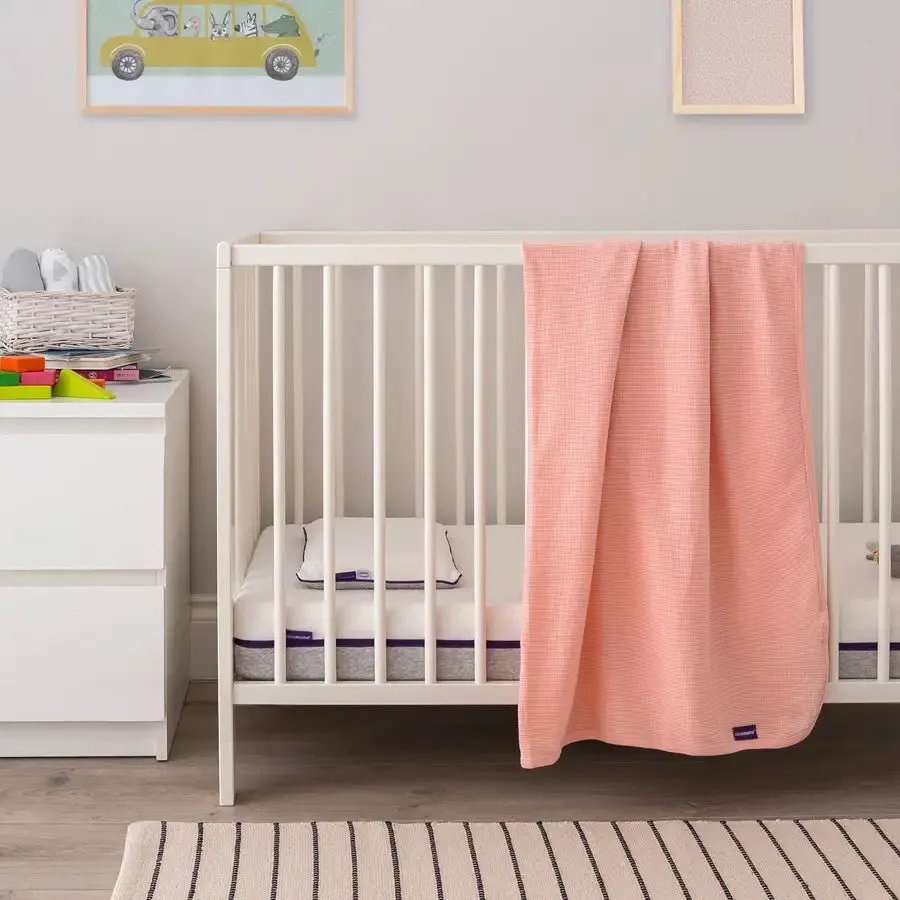 Clevamama Waffle Weave Cotton Blanket Cot/Cot Bed 120 x 140 cm (Coral)