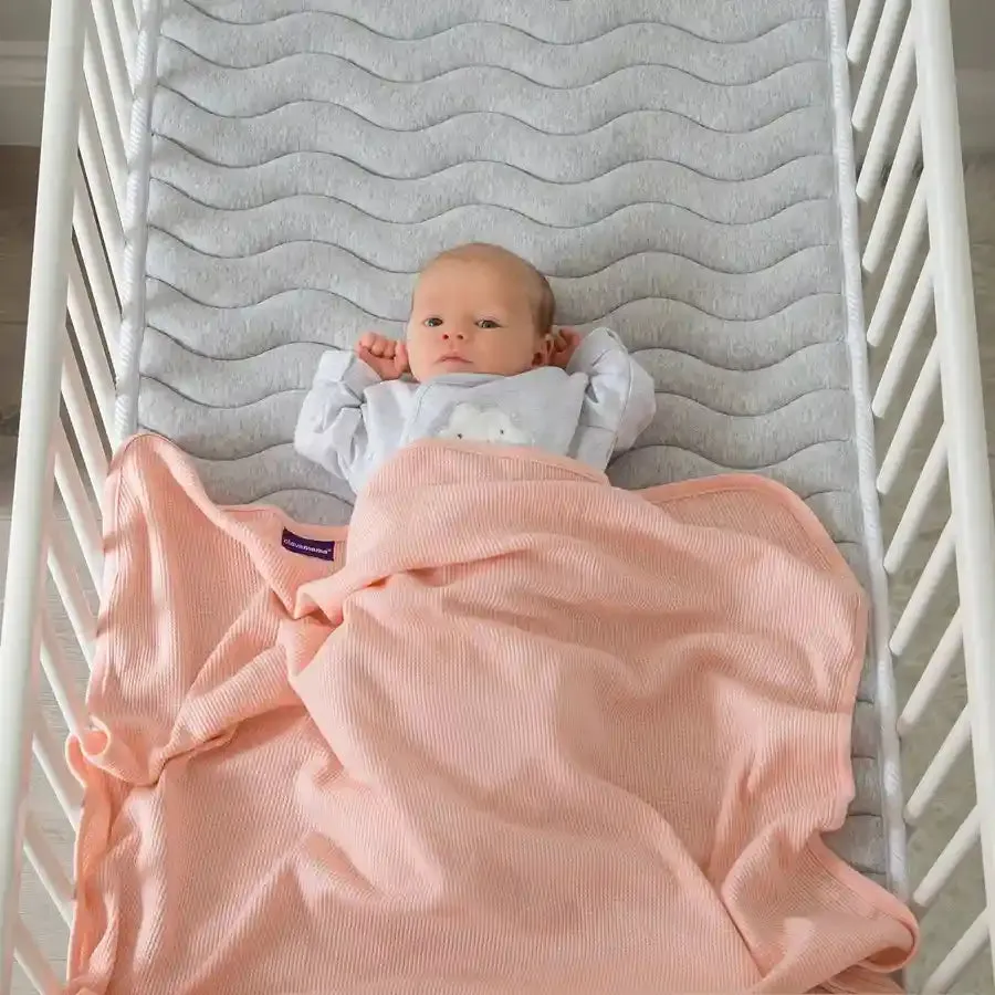 Clevamama Waffle Weave Cotton Blanket Cot/Cot Bed 120 x 140 cm (Coral)