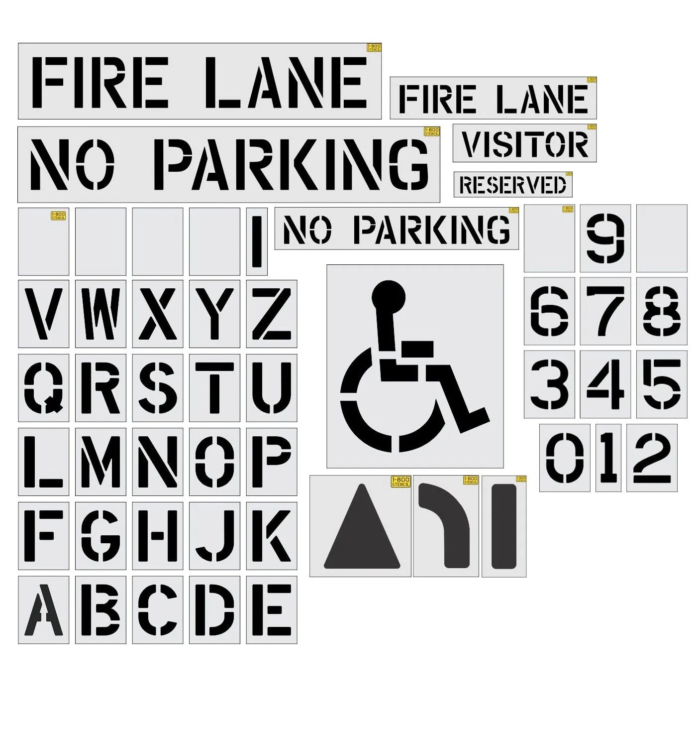 Commercial Stencil for Parking Lot Pavement Markings - (52-pc)