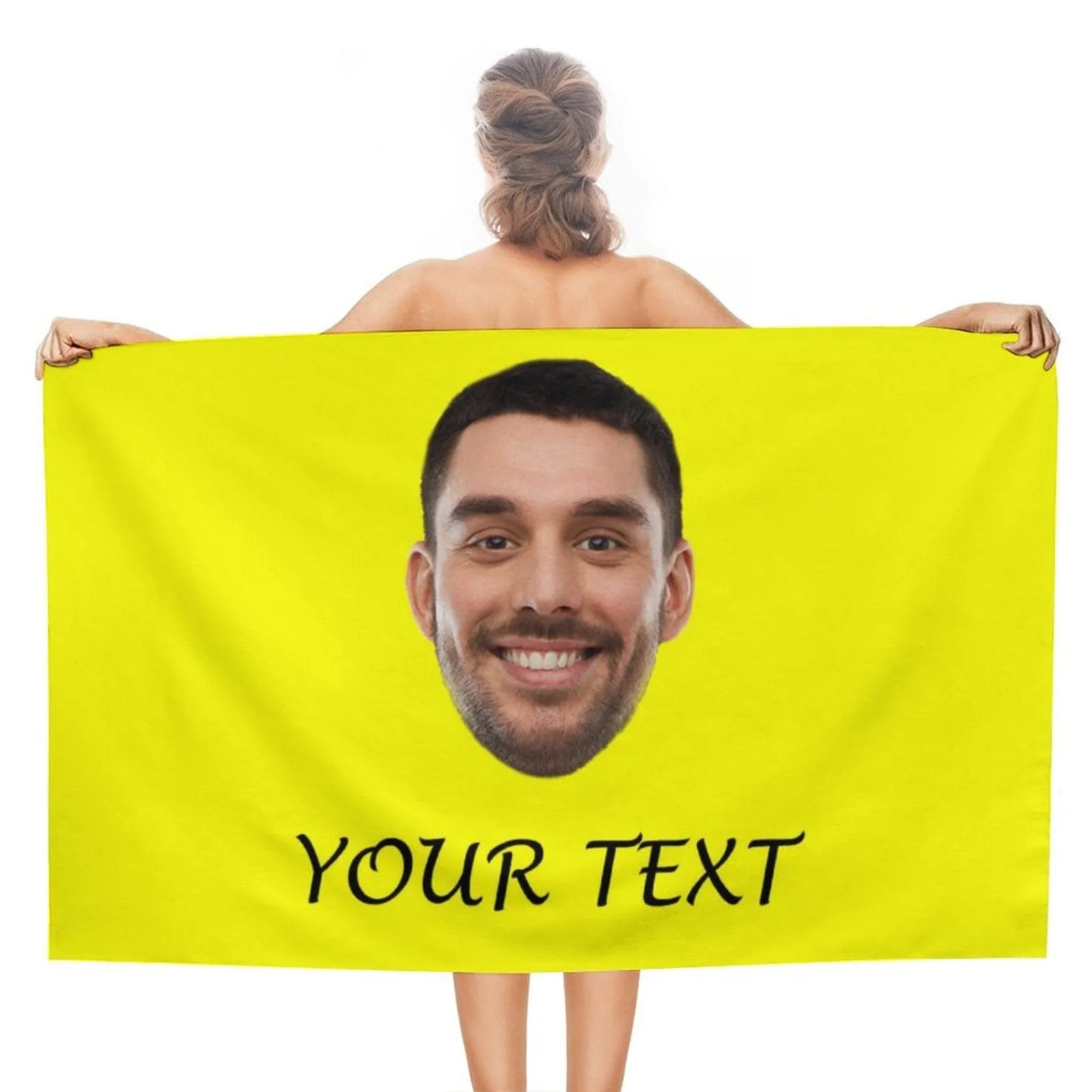 Custom Big Face & Text Beach Towel Quick-Dry, Sand-Free, Super Absorbent, Non-Fading, Beach&Bath Towel Beach Blanket Personalized Beach Towel Funny Selfie Gift