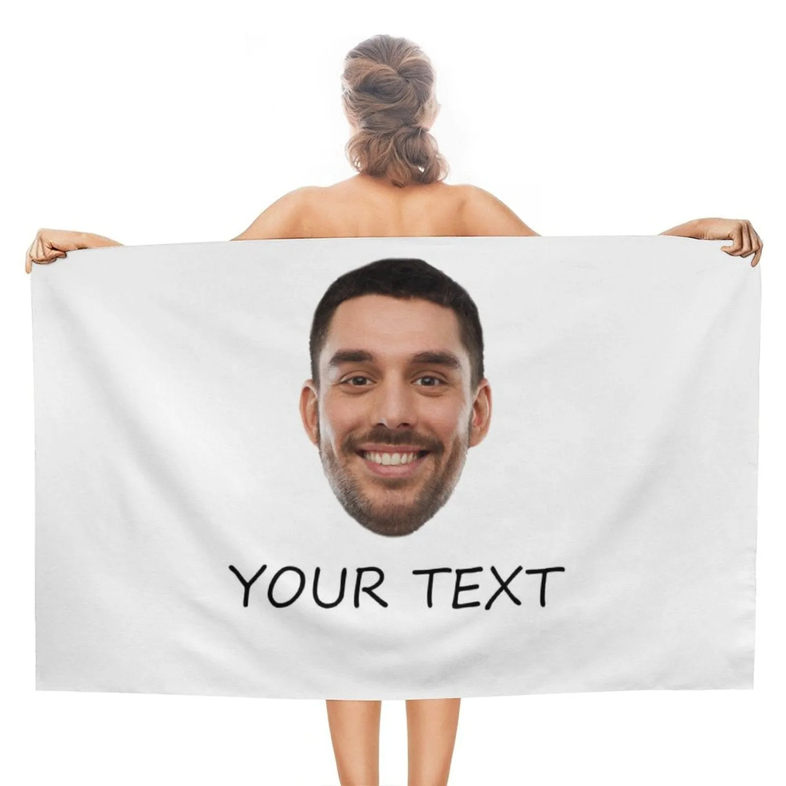 Custom Big Face & Text Beach Towel Quick-Dry, Sand-Free, Super Absorbent, Non-Fading, Beach&Bath Towel Beach Blanket Personalized Beach Towel Funny Selfie Gift