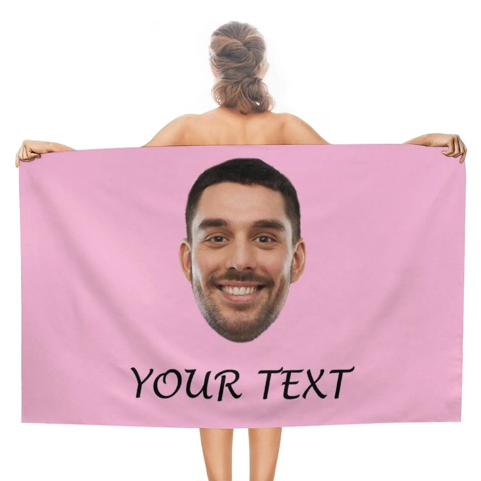 Custom Big Face & Text Beach Towel Quick-Dry, Sand-Free, Super Absorbent, Non-Fading, Beach&Bath Towel Beach Blanket Personalized Beach Towel Funny Selfie Gift