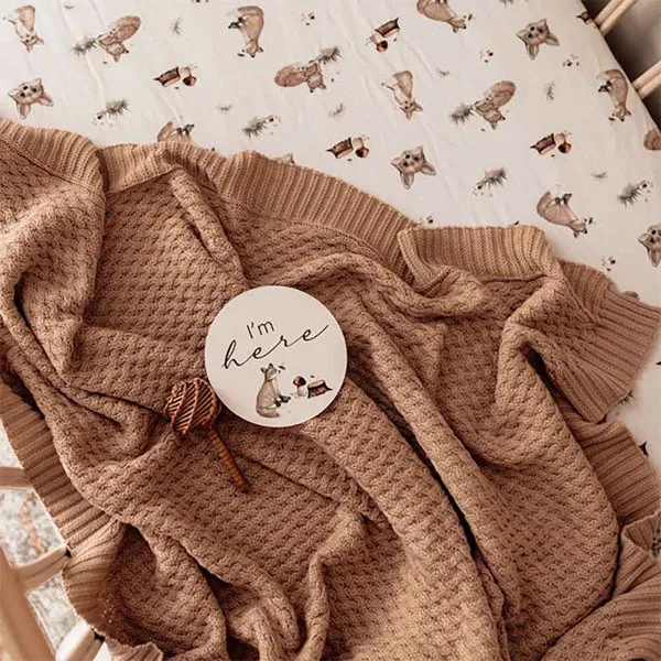 Diamond Knit Organic Baby Blanket - Hazelnut