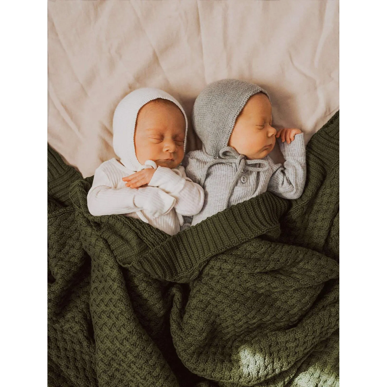 Diamond Knit Organic Baby Blanket - Olive