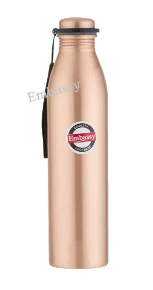 Embassy Premium Copper Water Bottle, Plain, 1000 ml, Pack of 1 - Leak-Proof, Jointless and Pure Copper