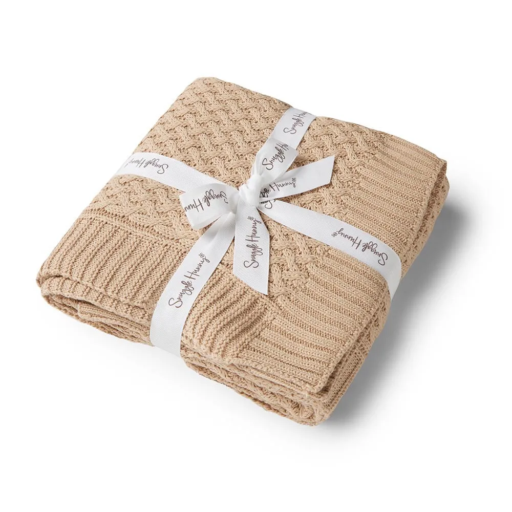 Hazelnut Diamond Knit Organic Baby Blanket