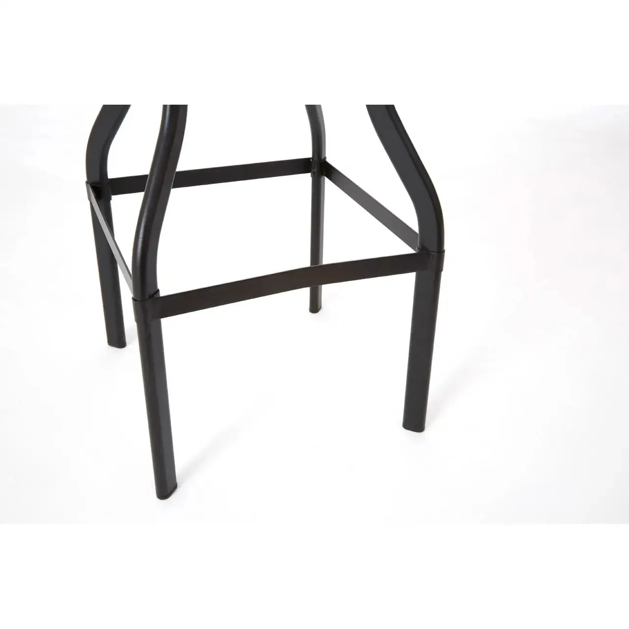 Height Adjustable Black Powder Coated Metal Seat Industrial Style Bar Stool