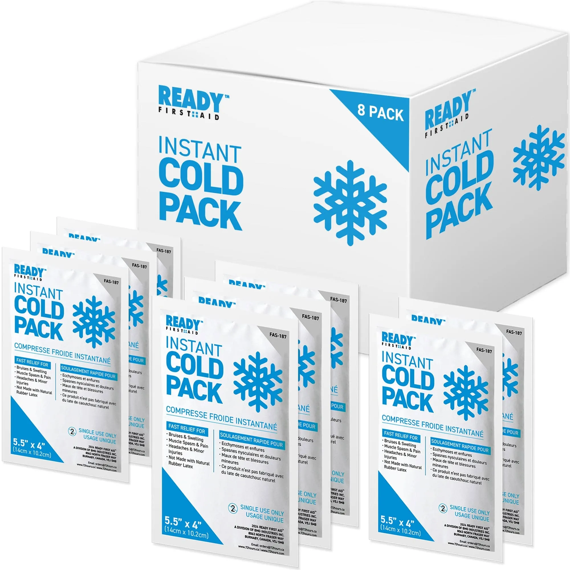 Instant Cold Pack 5.5" x 4" - Ready First Aid (Pack Of 8)