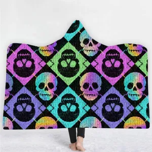 Knitted Skull Hooded Blanket