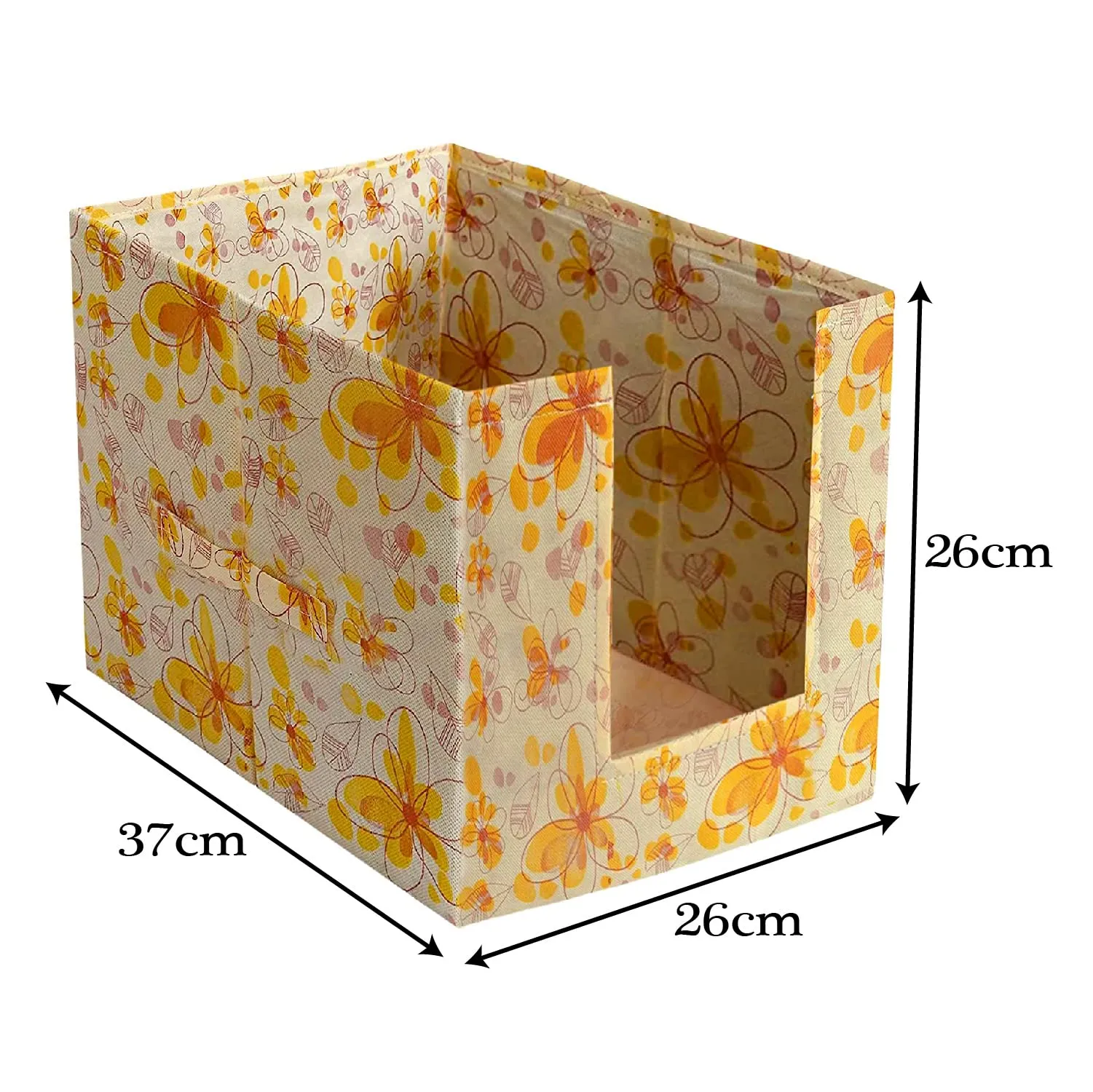 Kuber Industries Flower Printed Multiuses Non-Woven Closet Organizer With Handles- Pack of 3 (Yellow) -HS43KUBMART26481