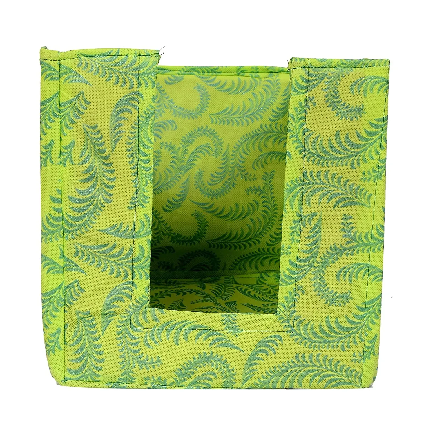 Kuber Industries Leaf Printed Multiuses Non-Woven Closet Organizer With Handles- Pack of 2 (Green) -HS43KUBMART26469