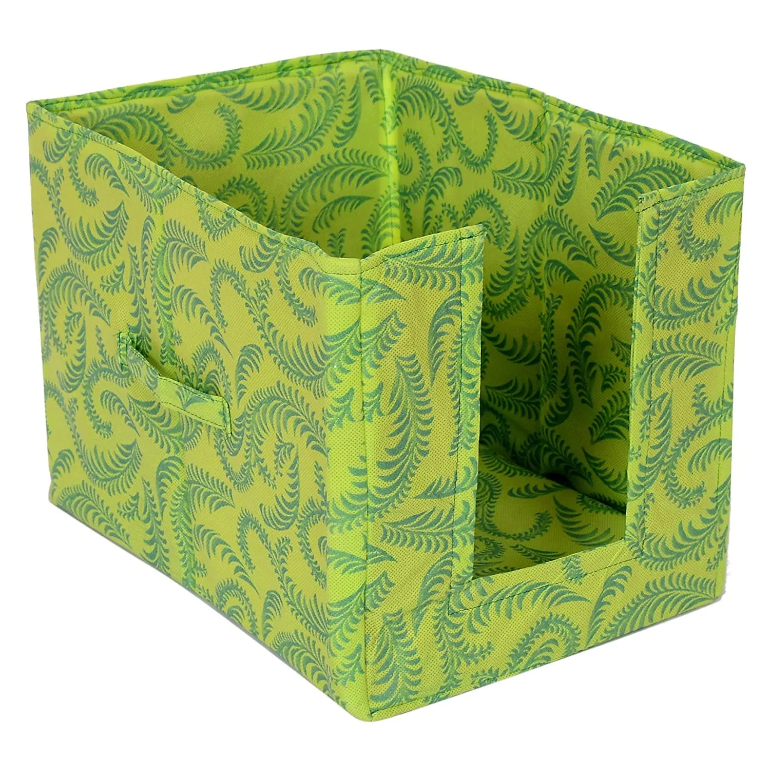 Kuber Industries Leaf Printed Multiuses Non-Woven Closet Organizer With Handles- Pack of 2 (Green) -HS43KUBMART26469