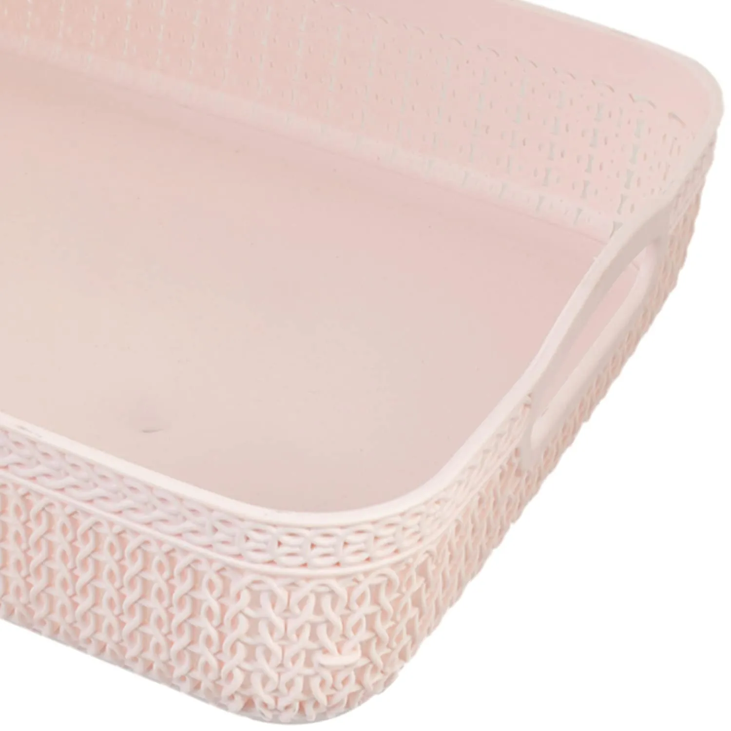 Kuber Industries Q-3 Designer Plastic Storage Basket For Store Fruits, Vegetables, Magazines, Cosmetics, Stationary Pack of 2 (Pink)-50KM01468