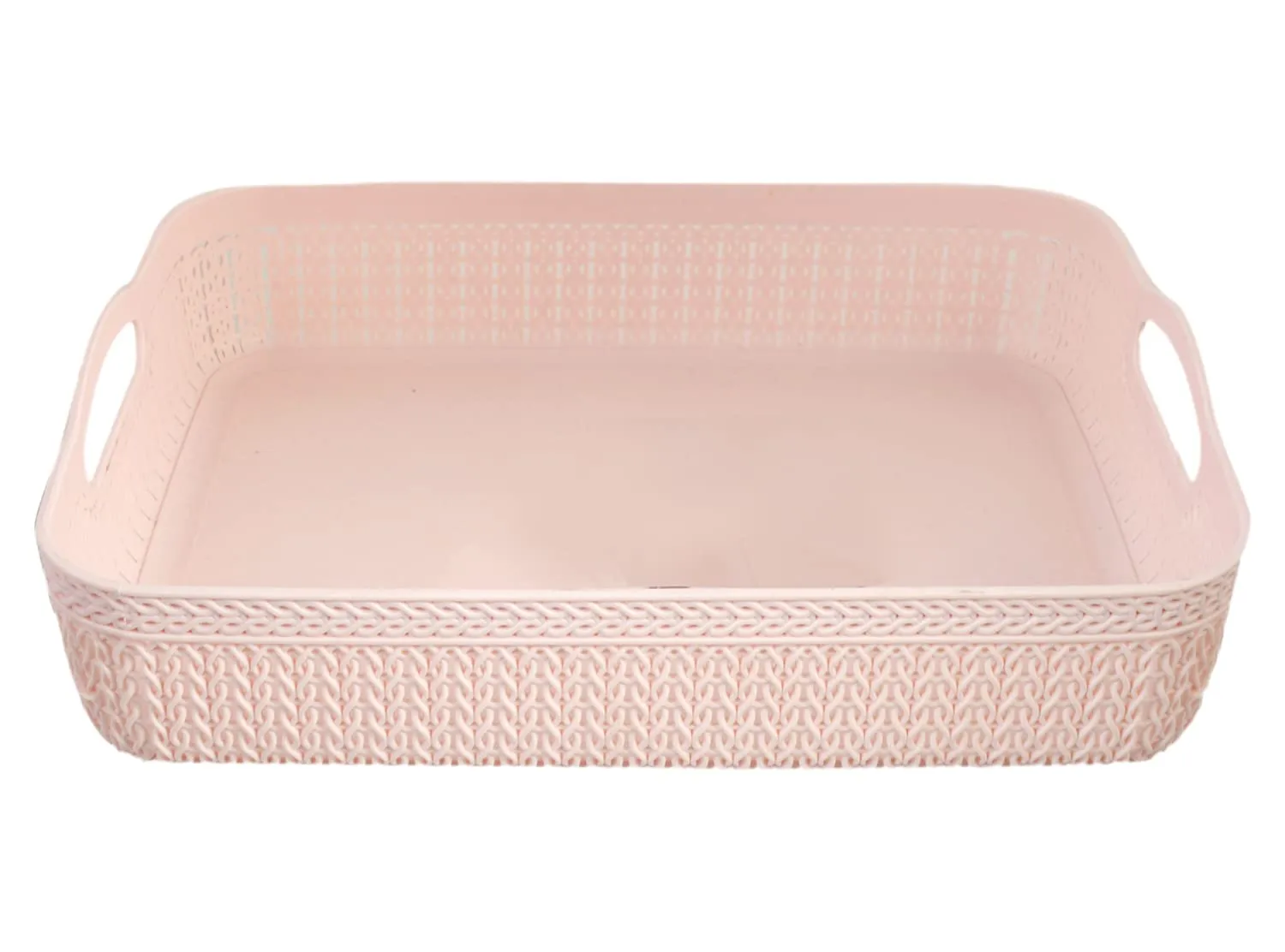 Kuber Industries Q-3 Designer Plastic Storage Basket For Store Fruits, Vegetables, Magazines, Cosmetics, Stationary Pack of 2 (Pink)-50KM01468