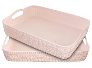 Kuber Industries Q-3 Designer Plastic Storage Basket For Store Fruits, Vegetables, Magazines, Cosmetics, Stationary Pack of 2 (Pink)-50KM01468