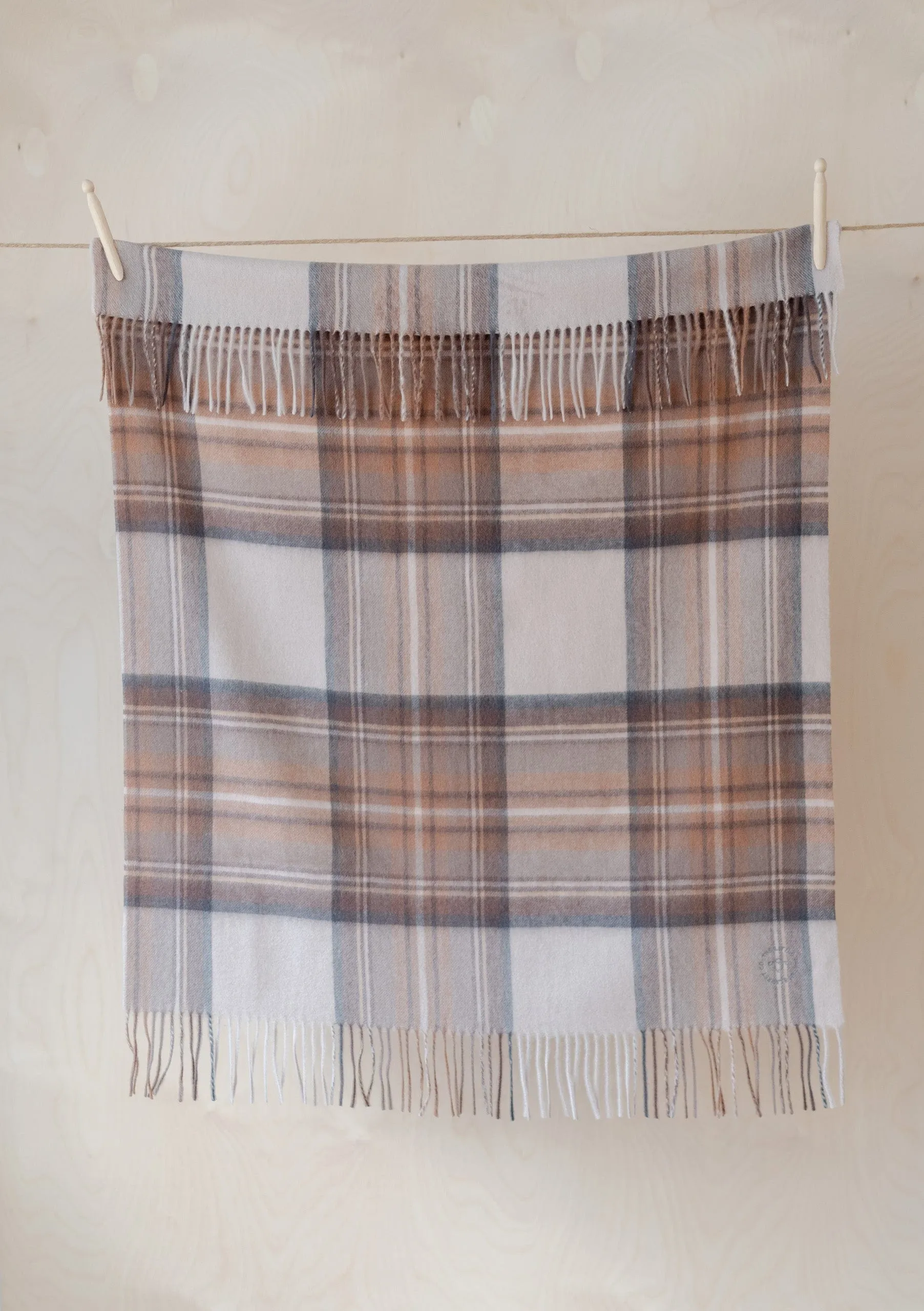 Lambswool Baby Blanket in Stewart Natural Dress Tartan