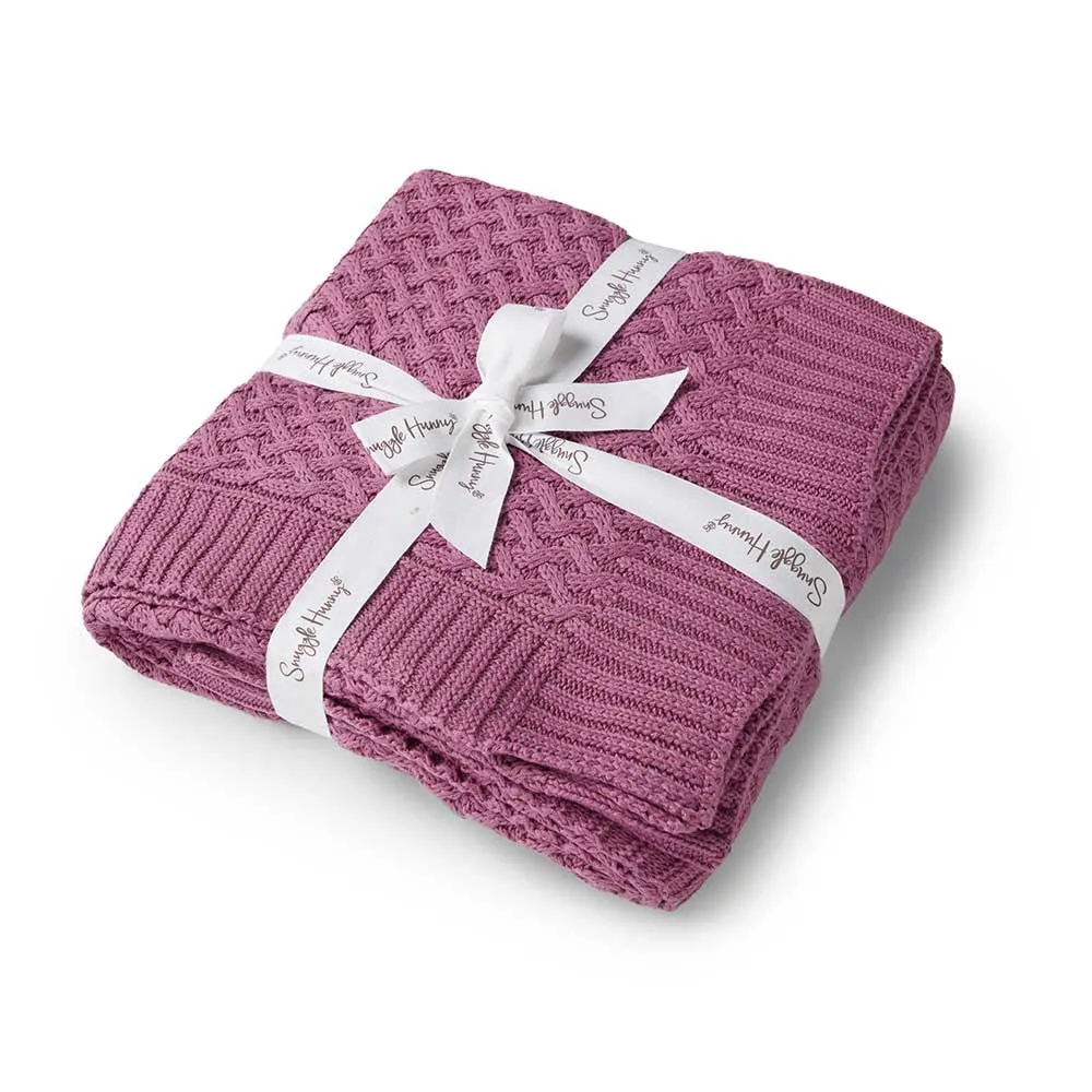 Mauve Diamond Knit Organic Baby Blanket