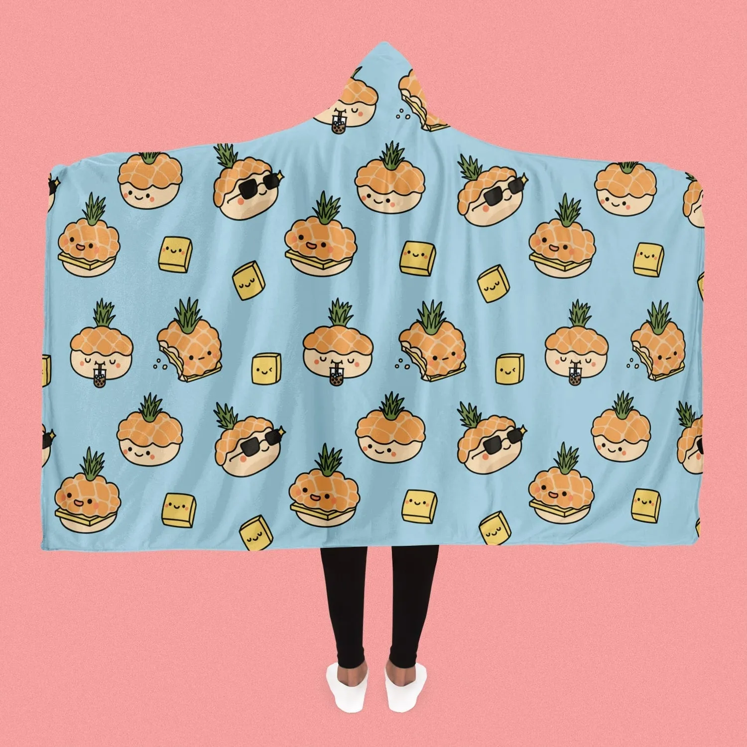 Pineapple Bun Hooded Blanket