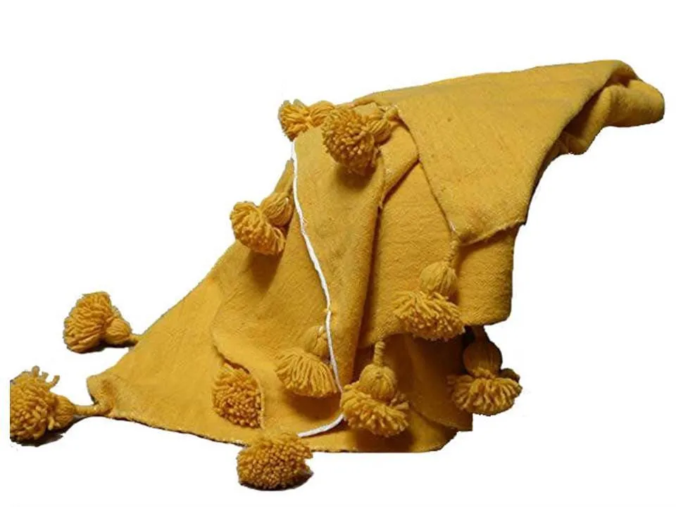 Pom Pom Blanket - Yellow