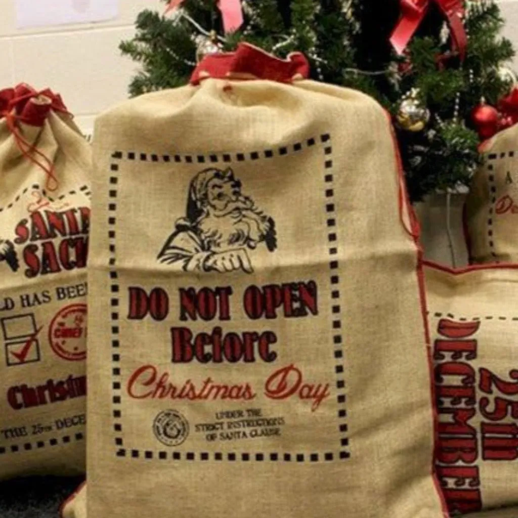 Reusable Christmas Present Bags - Santa Sacks - Natural Xmas Stockings